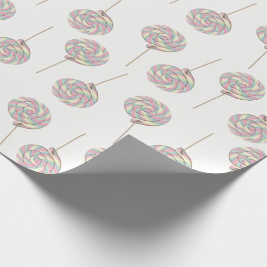 Pink Swirl Lollipop Wrapping Paper Geschenkpapier (Ecke)