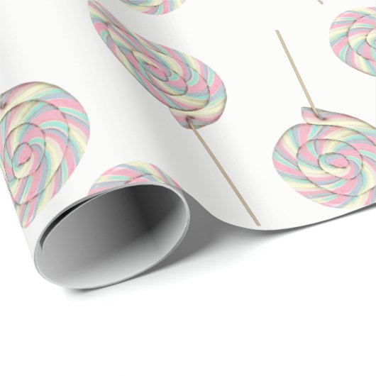 Pink Swirl Lollipop Wrapping Paper Geschenkpapier (Rolleneckpunkt)