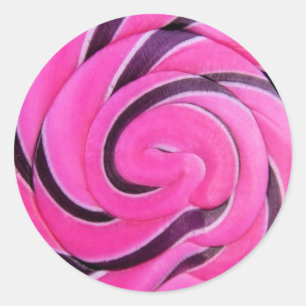 Pink Swirl Lolly Runder Aufkleber