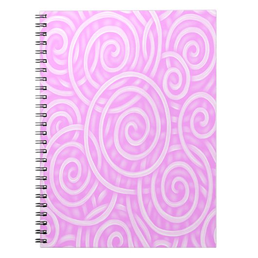 Pink Swirl Notebook – Soft Neon Pastel Aesthetic Notizblock (Vorderseite)