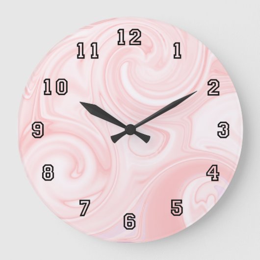 Pink Swirl Wall Clock Große Wanduhr (Vorderseite)