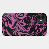 Pink Swirling Damask Pattern auf Black Case Mate i (Rückseite (Horizontal))