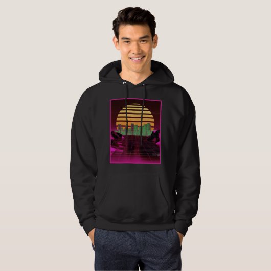Pink Synthwave Design Men's Hoodie (Vorne ganz)