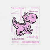 Pink T Rex Dinosaur Fleece Blanket (Vorderseite)