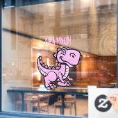 Pink T Rex Dinosaurier Fensteraufkleber (Café-Fenster)
