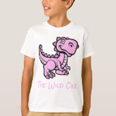 Pink T Rex Dinosaurier Personalisierter Name T-Shirt (Vorderseite)