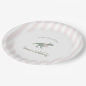 Pink T Rex Tutu Girl Birthday Paper Plates Pappteller (Schrägansicht)