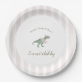 Pink T Rex Tutu Girl Birthday Paper Plates Pappteller (Vorderseite)