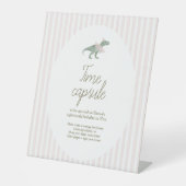 Pink T Rex Tutu Girl Birthday Time Capsule Sign Sockelschild (Vorderseite)
