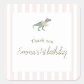 Pink T Rex Tutu Girl Thank You Sticker (Vorderseite)