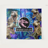 Pink T rexx Dschungelhintergrund Wandteppich (Vorderseite (Horizontal))