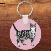 Pink Tabby Katzen Kitty Girl's Tour Schlüsselanhänger (Vorderseite)