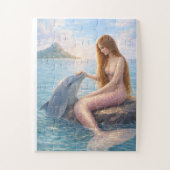 Pink Tail Mermaid & Dolphin Puzzle (Vertikal)