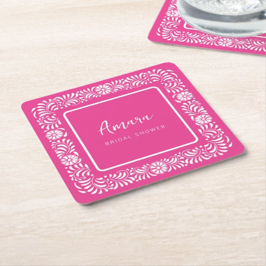 PINK TALAVERA BRAUTPARTY RECHTECKIGER PAPPUNTERSETZER (angewinkelt)