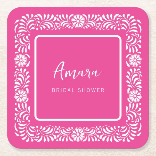 PINK TALAVERA BRAUTPARTY RECHTECKIGER PAPPUNTERSETZER (Vorderseite)