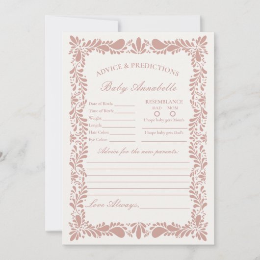 Pink Talavera Spanischer Ratschlag für die Babykar Einladung (Vorderseite)