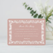 Pink Talavera Tile Books Baby Einladung Beilage (Stehend Vorderseite)