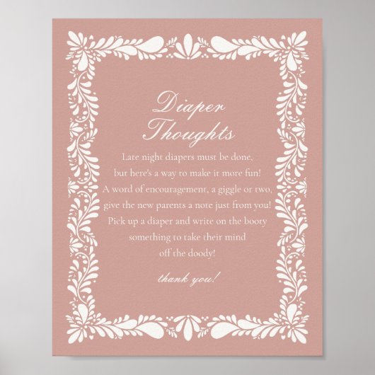 Pink Talavera Tile Diaper Gedanken Babydusche Poster (Vorne)