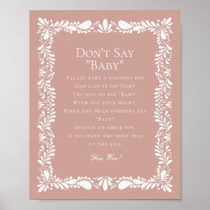Pink Talavera Tile Dont Say Baby Shooting Game Poster