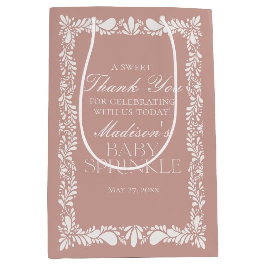 Pink Talavera Tile Fiesta Baby Sprinkle Favoriten Mittlere Geschenktüte (Vorderseite)