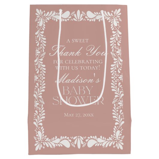 Pink Talavera Tile Fiesta Kinderduschfavoriten Mittlere Geschenktüte (Rückseite)