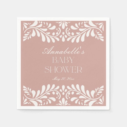 Pink Talavera Tile Spanische Fiesta Babydusche Serviette (Vorderseite)