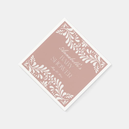 Pink Talavera Tile Spanische Fiesta Babydusche Serviette (Ecke)