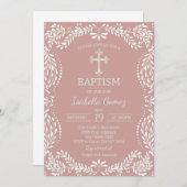 Pink Talavera Tile Spanish Fiesta Baptism Einladung (Vorne/Hinten)