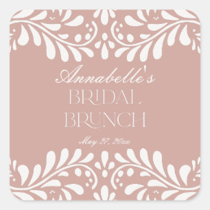 Pink Talavera Tile Spanish Fiesta Bridal Brunch Quadratischer Aufkleber