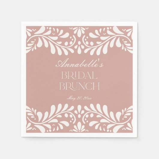 Pink Talavera Tile Spanish Fiesta Bridal Brunch Serviette (Vorderseite)