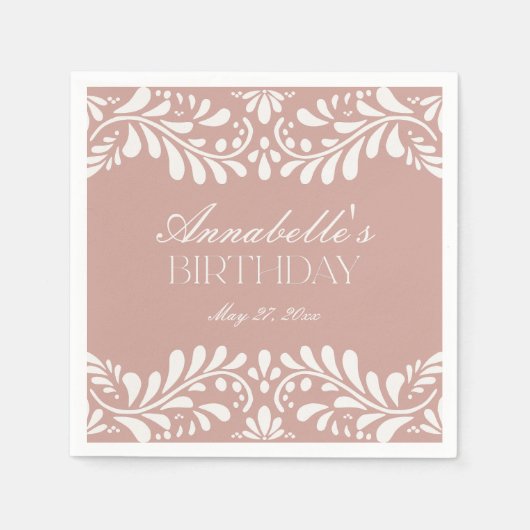 Pink Talavera Tile Spanish Fiesta Geburtstag Serviette (Vorderseite)