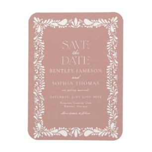 Pink Talavera Tile Spanish Fiesta Save the Date Magnet