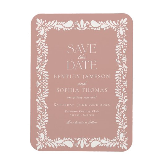 Pink Talavera Tile Spanish Fiesta Save the Date Magnet (Vertikal)