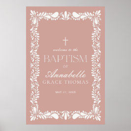 Pink Talavera Tile Spanish Fiesta Taufe Willkommen Poster