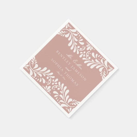 Pink Talavera Tile Spanish Style Fiesta Wedding Serviette (Ecke)