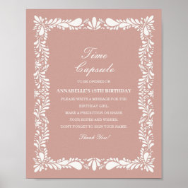 Pink Talavera Tile Time Kapsel Geburtstagsspiel Poster