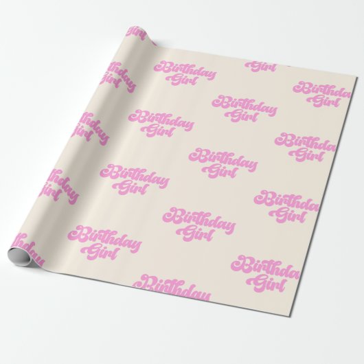 Pink Tan Birthday Girl Retro 70er Geschenkpapier (Ungerollt)