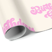 Pink Tan Birthday Girl Retro 70er Geschenkpapier (Rolleneckpunkt)