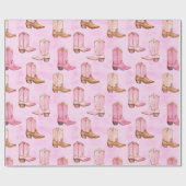 Pink Tan Cowgirl Boots Birthday Geschenkpapier (Flach)