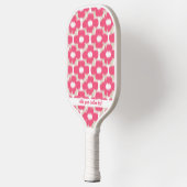 Pink Tan Floral Ikat Muster Benutzerdefinierter Te Pickleball Schläger (Links)