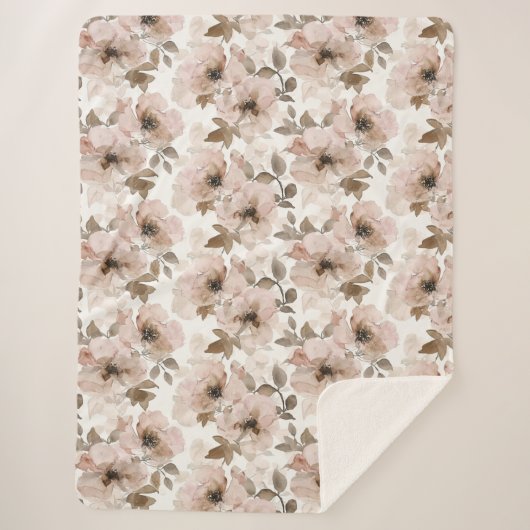 Pink Tan Floral Western Floral Sherpadecke (Vorderseite)