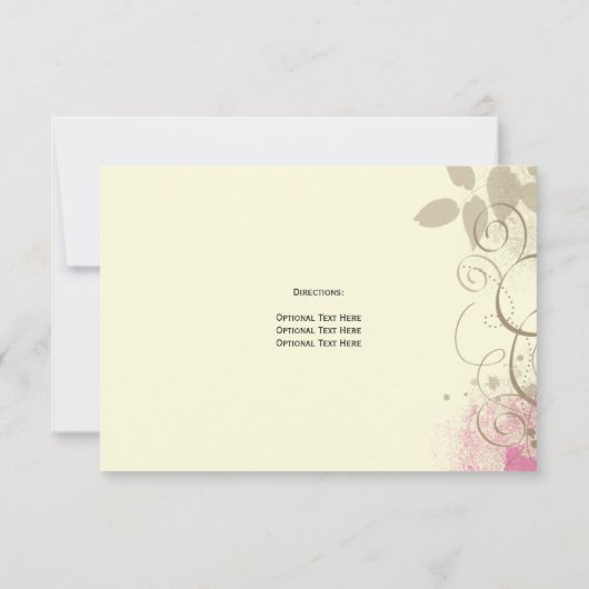 Pink Tan Grunge Blätter Wirbel Probe Abendessen Einladung (Rückseite)