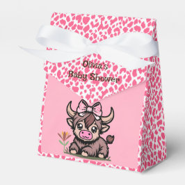 Pink Tan Highland Cow Girl Babydusche Geschenkschachtel