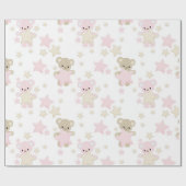PINK & TAN TEDDY BÄREN MIT STERN GESCHENKPAPIER (Flach)