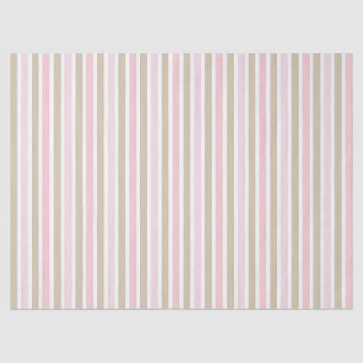 PINK TAN WHITE STRIPED PATTERN SEIDENPAPIER (Vorderseite)