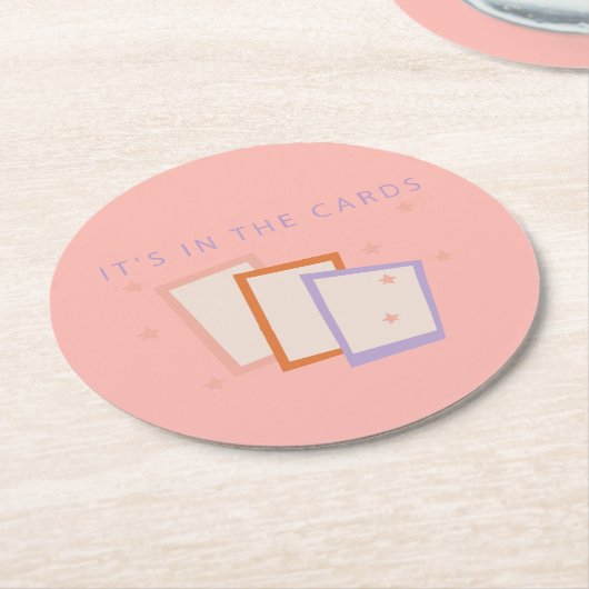 Pink Tarot Card Ästhetik Runder Pappuntersetzer (Angewinkelt)