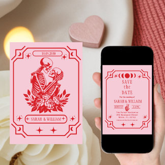 pink tarot Goth save the date wedding Invitation Einladung