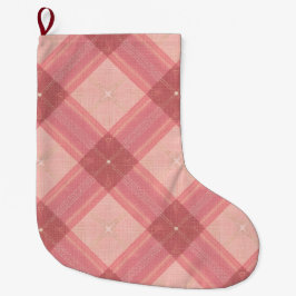 Pink Tartan Dog Christmas Stocking Großer Weihnachtsstrumpf