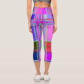 Pink tartan Fabric Pattern Cloth Madras Capri Leggings (Rückseite)