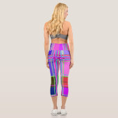 Pink tartan Fabric Pattern Cloth Madras Capri Leggings (Rückseite)